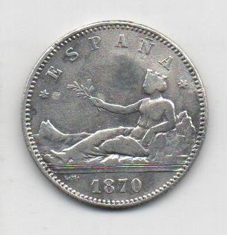 G. PROVISIONAL DEL AÑO 1870 DE 1 PESETA